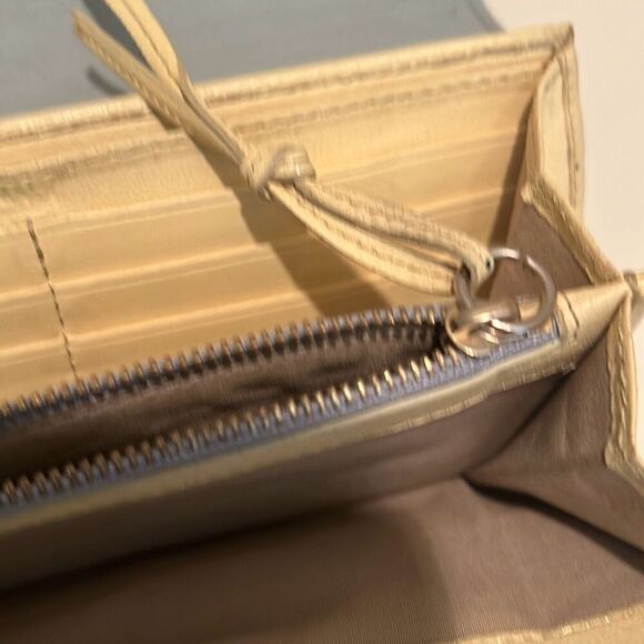 Chloe Calfskin Lily Continental Long Wallet Colorblock Blue Cream And Silver Bow - Picture 9 of 11